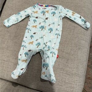 Magnetic Me Light Blue Animal Print Footie